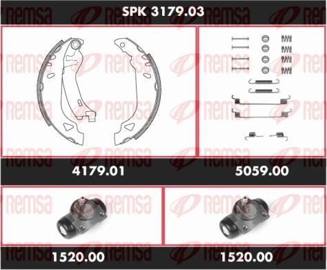 Remsa SPK 3179.03 - Комплект тормозных колодок, барабанные autospares.lv