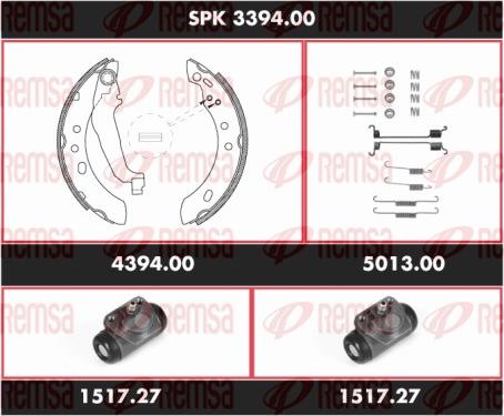 Remsa SPK 3394.00 - Комплект тормозных колодок, барабанные autospares.lv