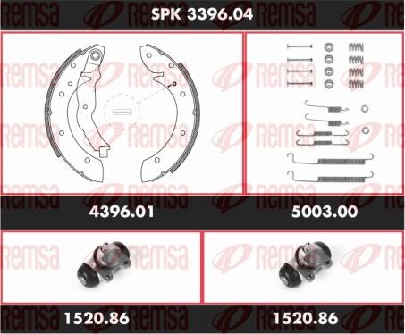 Remsa SPK 3396.04 - Комплект тормозных колодок, барабанные autospares.lv