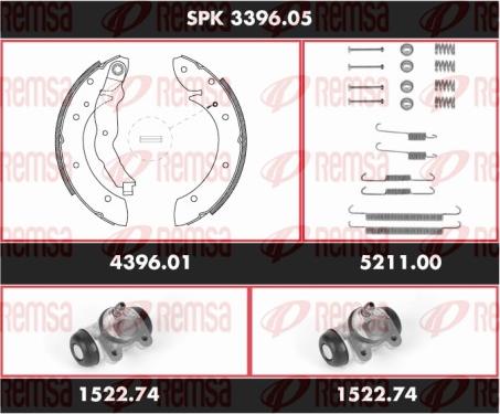 Remsa SPK 3396.05 - Комплект тормозных колодок, барабанные autospares.lv