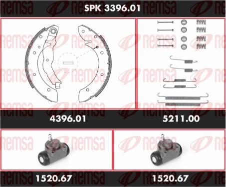 Remsa SPK 3396.01 - Комплект тормозных колодок, барабанные autospares.lv