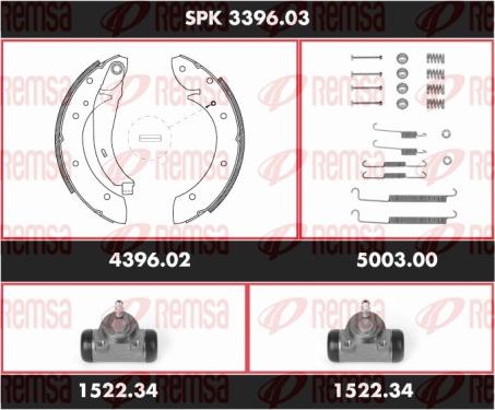 Remsa SPK 3396.03 - Комплект тормозных колодок, барабанные autospares.lv