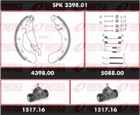 Remsa SPK 3398.01 - Комплект тормозных колодок, барабанные autospares.lv