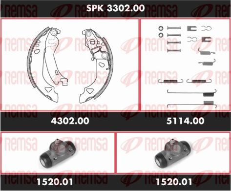 Remsa SPK 3302.00 - Комплект тормозных колодок, барабанные autospares.lv