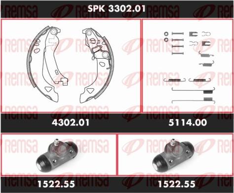 Remsa SPK 3302.01 - Комплект тормозных колодок, барабанные autospares.lv