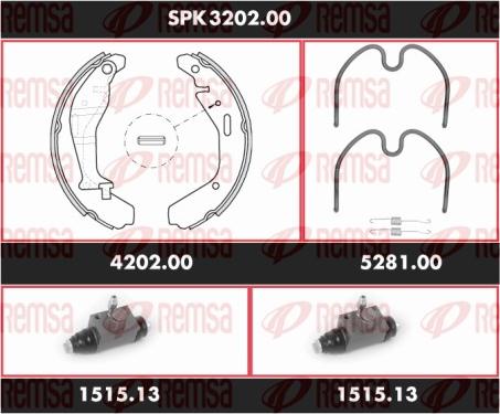 Remsa SPK 3202.00 - Комплект тормозных колодок, барабанные autospares.lv