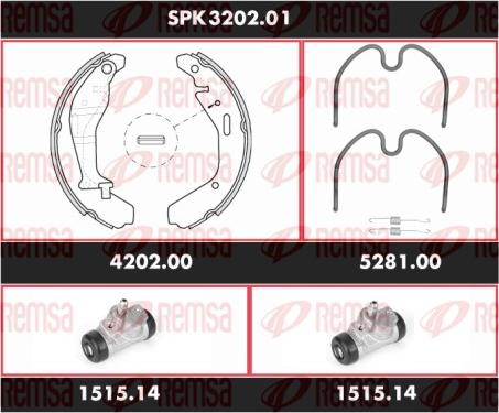 Remsa SPK 3202.01 - Комплект тормозных колодок, барабанные autospares.lv