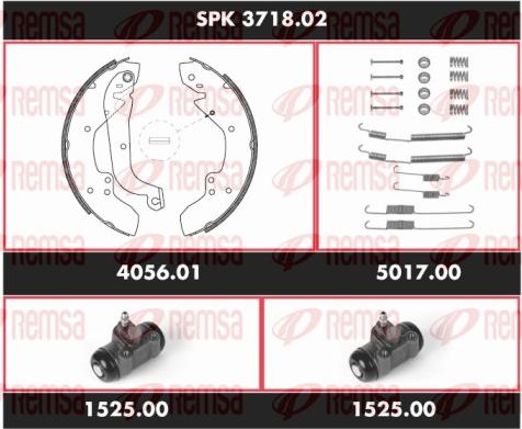 Remsa SPK 3718.02 - Комплект тормозных колодок, барабанные autospares.lv