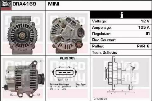 Remy DRA4169 - Генератор autospares.lv