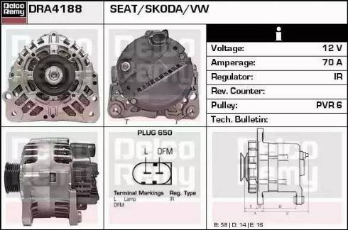 Remy DRA4188 - Генератор autospares.lv