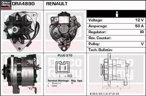 Remy DRA4890 - Генератор autospares.lv