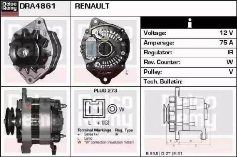 Remy DRA4861 - Генератор autospares.lv