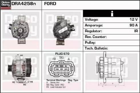 Remy DRA4258N - Генератор autospares.lv