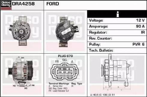 Remy DRA4258 - Генератор autospares.lv