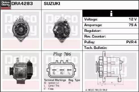 Remy DRA4283 - Генератор autospares.lv