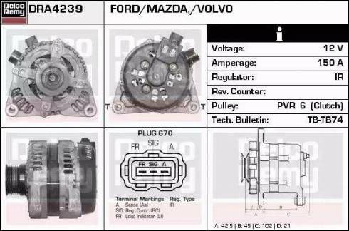 Remy DRA4239 - Генератор autospares.lv