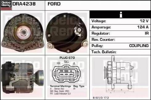 Remy DRA4238 - Генератор autospares.lv