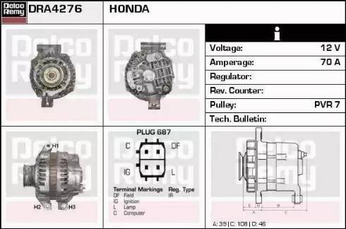 Remy DRA4276 - Генератор autospares.lv