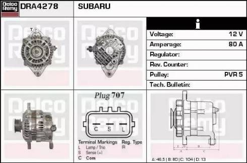 Remy DRA4278 - Генератор autospares.lv