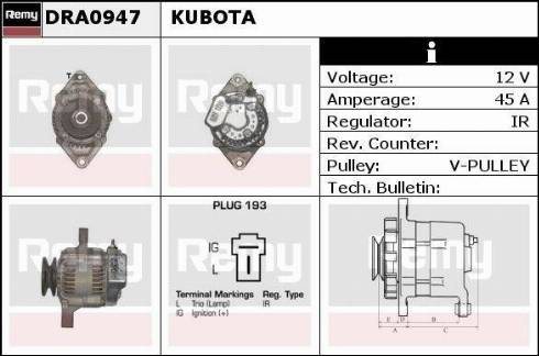 Remy DRA0947 - Генератор autospares.lv