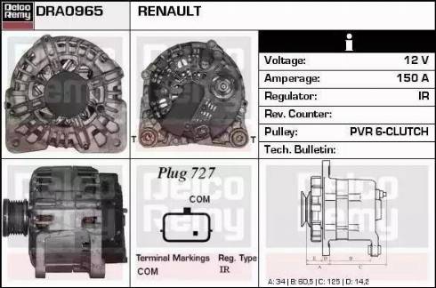 Remy DRA0965 - Генератор autospares.lv