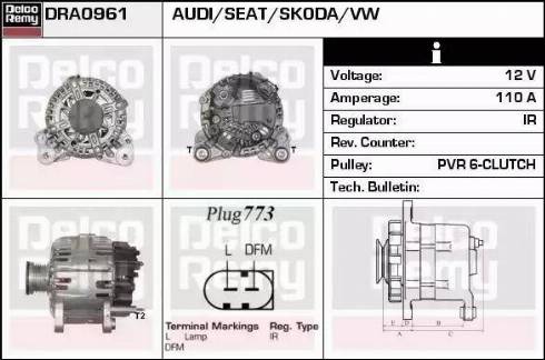 Remy DRA0961 - Генератор autospares.lv