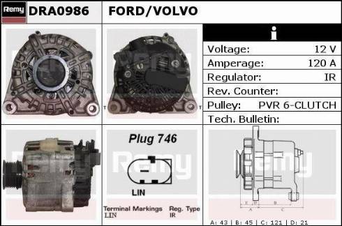 Remy DRA0986 - Генератор autospares.lv