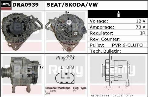 Remy DRA0939 - Генератор autospares.lv