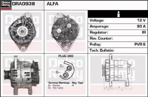 Remy DRA0938 - Генератор autospares.lv