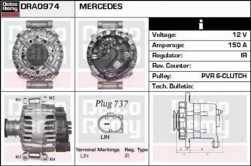 Remy DRA0974 - Генератор autospares.lv