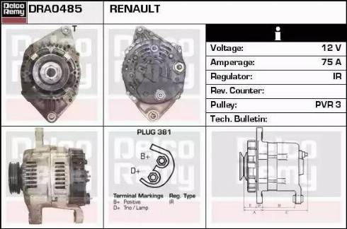 Remy DRA0485 - Генератор autospares.lv