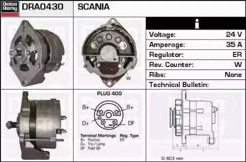 Remy DRA0430 - Генератор autospares.lv