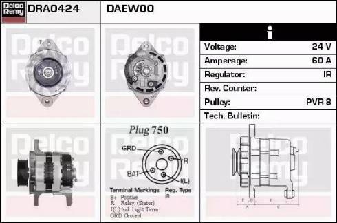 Remy DRA0424 - Генератор autospares.lv