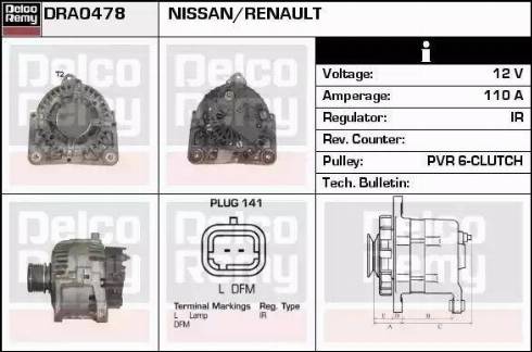 Remy DRA0478 - Генератор autospares.lv