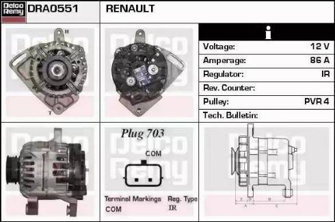 Remy DRA0551 - Генератор autospares.lv