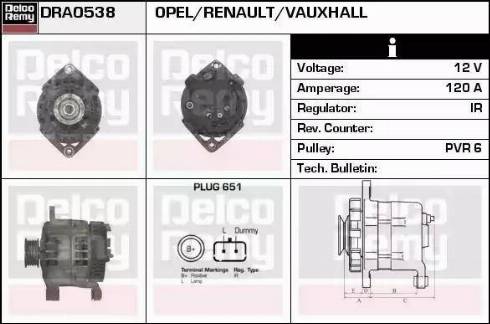 Remy DRA0538 - Генератор autospares.lv