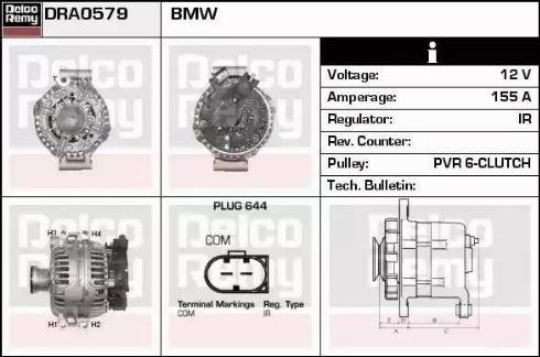 Remy DRA0579 - Генератор autospares.lv