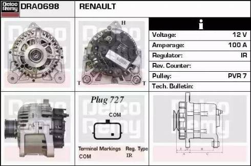 Remy DRA0698 - Генератор autospares.lv