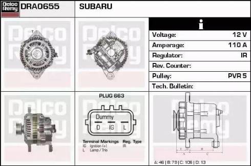 Remy DRA0655 - Генератор autospares.lv