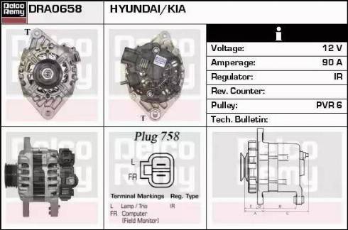 Remy DRA0658 - Генератор autospares.lv