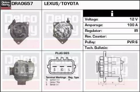 Remy DRA0657 - Генератор autospares.lv