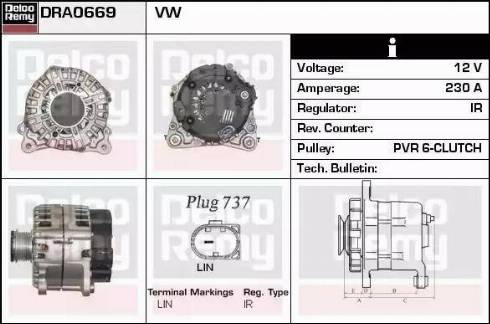 Remy DRA0669 - Генератор autospares.lv