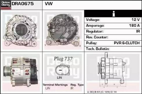 Remy DRA0675 - Генератор autospares.lv