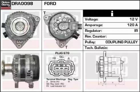 Remy DRA0098 - Генератор autospares.lv