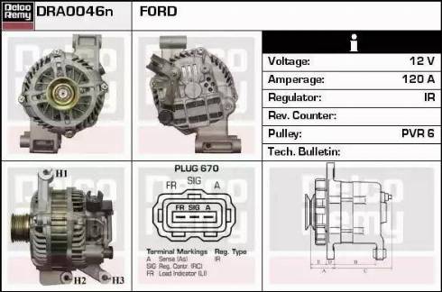 Remy DRA0046N - Генератор autospares.lv