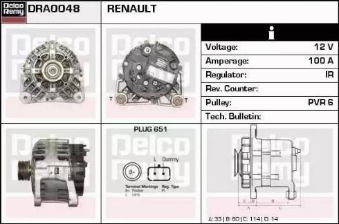 Remy DRA0048 - Генератор autospares.lv