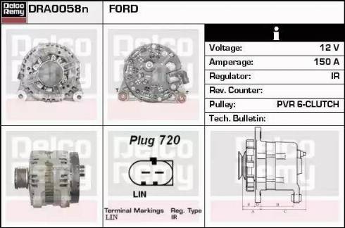 Remy DRA0058N - Генератор autospares.lv