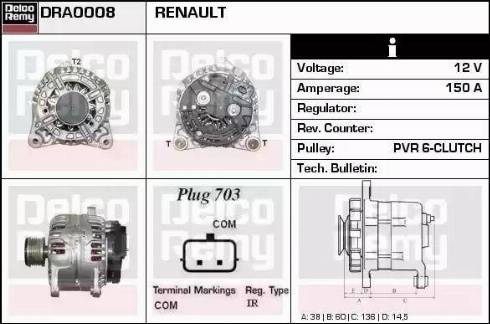 Remy DRA0008 - Генератор autospares.lv