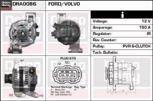 Remy DRA0086 - Генератор autospares.lv