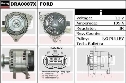 Remy DRA0087X - Генератор autospares.lv